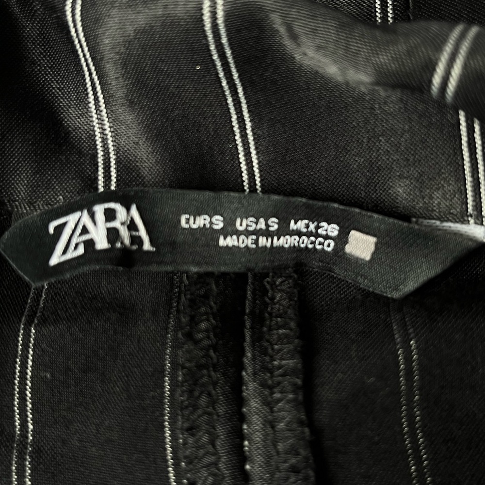 Zara Pinstriped Wrap Blazer Mini Dress Black Size Small - Picture 7 of 9